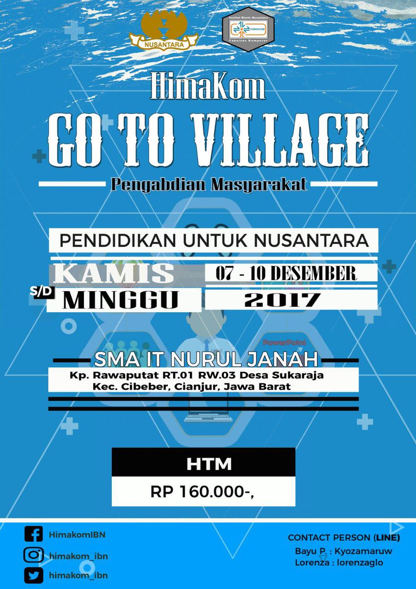 Haii guys 🤗
Ayo daftar dan bergabung !!!
Pengabdian Masyarakat    
      " GO TO VILLAGE "
" PENDIDIKAN UNTUK NUSANTARA "