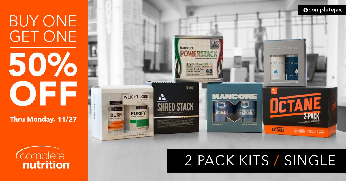 CompleteJax's tweet photo. #ShopSmall All 2-Pack Kits or Singles Buy 1 Get 1 50% OFF. Visit us for Small Business Saturday! #CompleteJax #CompleteNutrition https://t.co/Q3bEWHtfK6