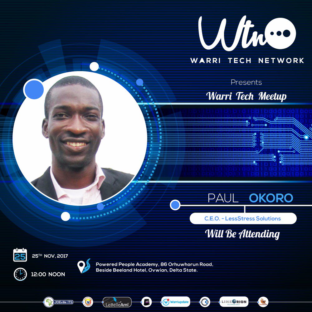 WarriUpdate's tweet photo. Hello #techies in Warri, join us for the #WarritechMeetup by 2pm today. #tech #techhub @warritechnetwok @powered_people @bongosway @afunzo @AfricanNigerian https://t.co/fEqHVdc2tP