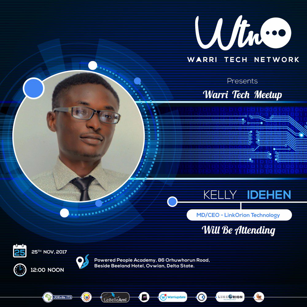 WarriUpdate's tweet photo. Hello #techies in Warri, join us for the #WarritechMeetup by 2pm today. #tech #techhub @warritechnetwok @powered_people @bongosway @afunzo @AfricanNigerian https://t.co/fEqHVdc2tP
