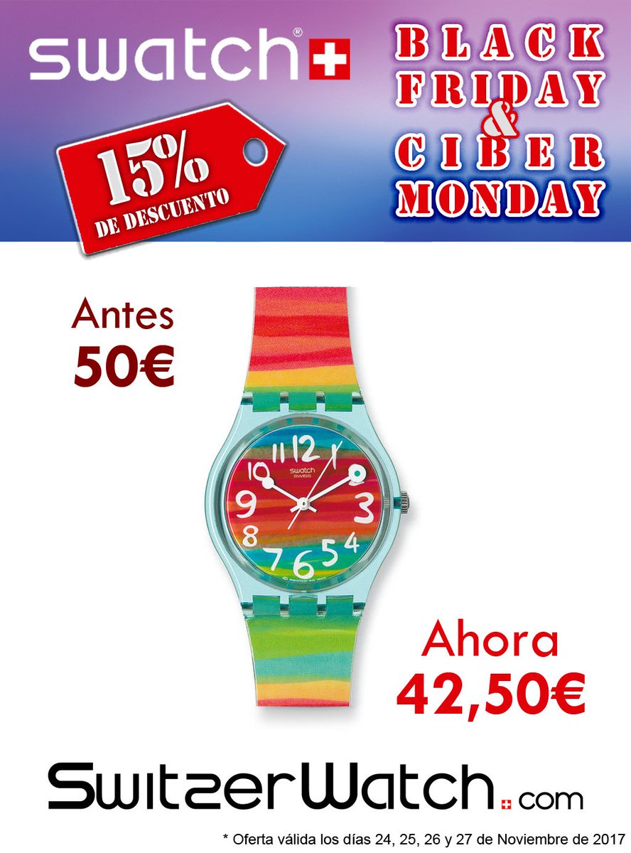 switzerwatch's tweet photo. ¿Aún no has comprado tu reloj Swatch al mejor precio? Todos los relojes Swatch con descuentos del 15% hasta el lunes en https://t.co/hmNyeDgEIh #swatch #relojes #reloj #BlackFriday #cibermonday #FelizFinde #FelizSabado #OFERTAS #descuentos #NoTeLoPierdas #SwitzerWatch #Navidad https://t.co/Fg4Q8VCv6h