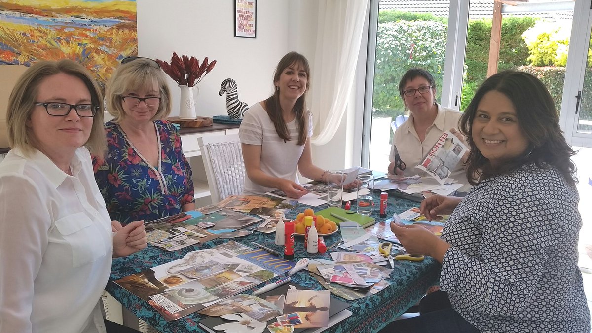 karon_wiercx's tweet photo. Enjoying our Vision Board Workshop @XOrdinaryWomen @ErikaKruger5 @cloudrosaSA @FairyCaravan @annerivm @LynneRipMo #creatingour2018 #creativeandfun #creativevisualization https://t.co/wI48Zxeqhp