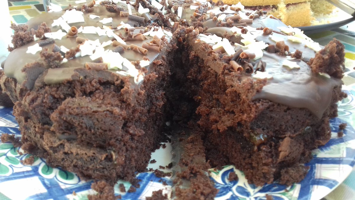 A very nice chocolate cake for sale at the Bake Off!