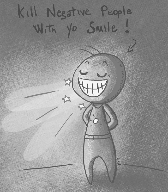Mary_Shan_'s tweet photo. #quoodle n.6 Kill negative people with your smile! Yo! #smile #sketch #cartoon #quote #happiness #smile #positivity https://t.co/AE7nbxGPSX