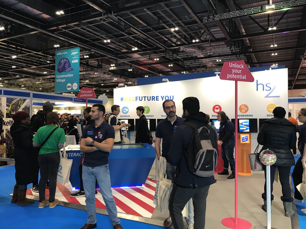 BrayLeinoEvents's tweet photo. A busy Saturday morning for day 2 of #skillslondon - pop by stand 303 to see HS2 and their exciting career opportunities #hs2futureyou https://t.co/icrLxAuPvS