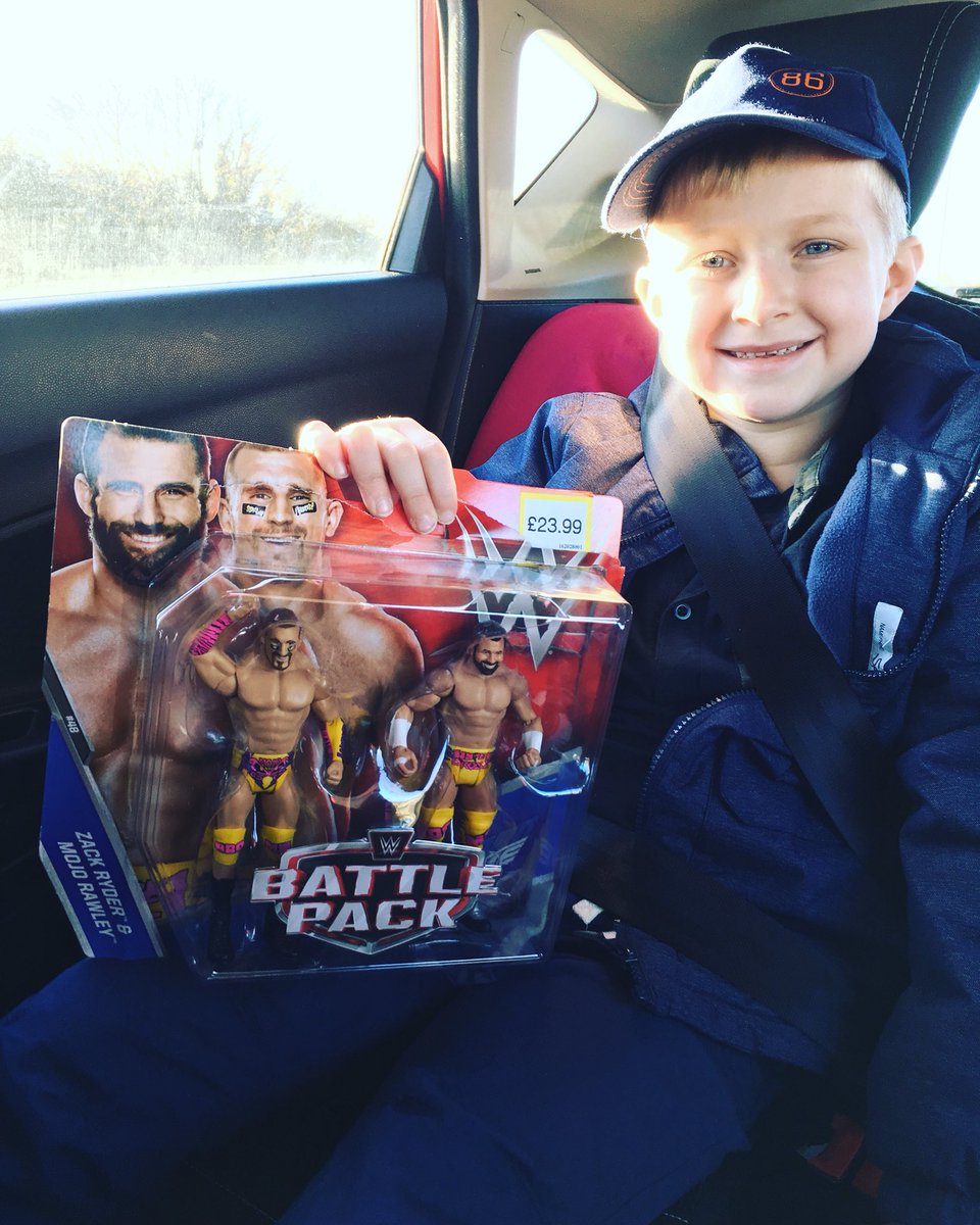 mad_maz's tweet photo. @Wrestlingdazeuk ... Quick trip to Smyths Toys before work - needless to say Spencer is buzzing with his new purchase! #hypebros #wwe #battlepack #morefigures https://t.co/XqLmWjfdId