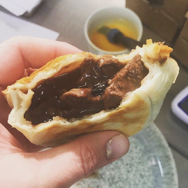 H_HCatering's tweet photo. Ben’s pies pass the proper pie-pie test - if you can pick it up with your hands it’s a proper pie!! This ones a steak, ale and mushroom pie! https://t.co/ZhromC4gBO