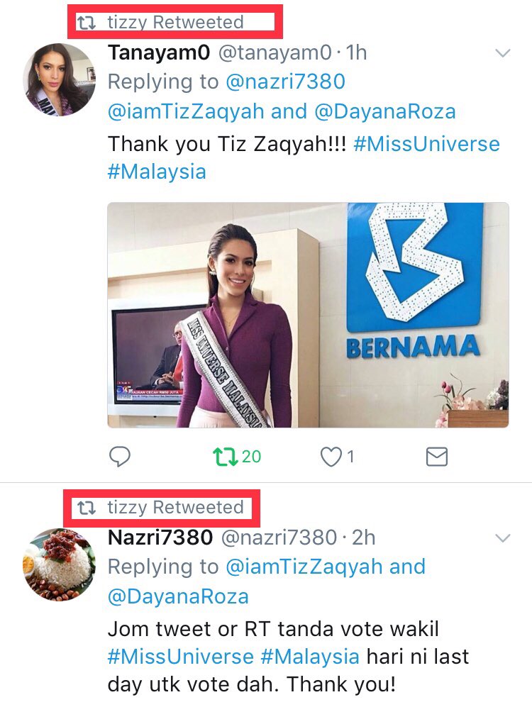 nr7380's tweet photo. Special shout out lg sekali to @shsakinah @fatiyalatiff @aznilnawawiHM @afdlinshauki @iamTizZaqyah and @shikingomez for being super supportive! Keep supporting and make sure ada hashtags #MissUniverse #Malaysia love you guys! Next time kami support anda pula! Malaysia Boleh! https://t.co/VIwXchX3W9