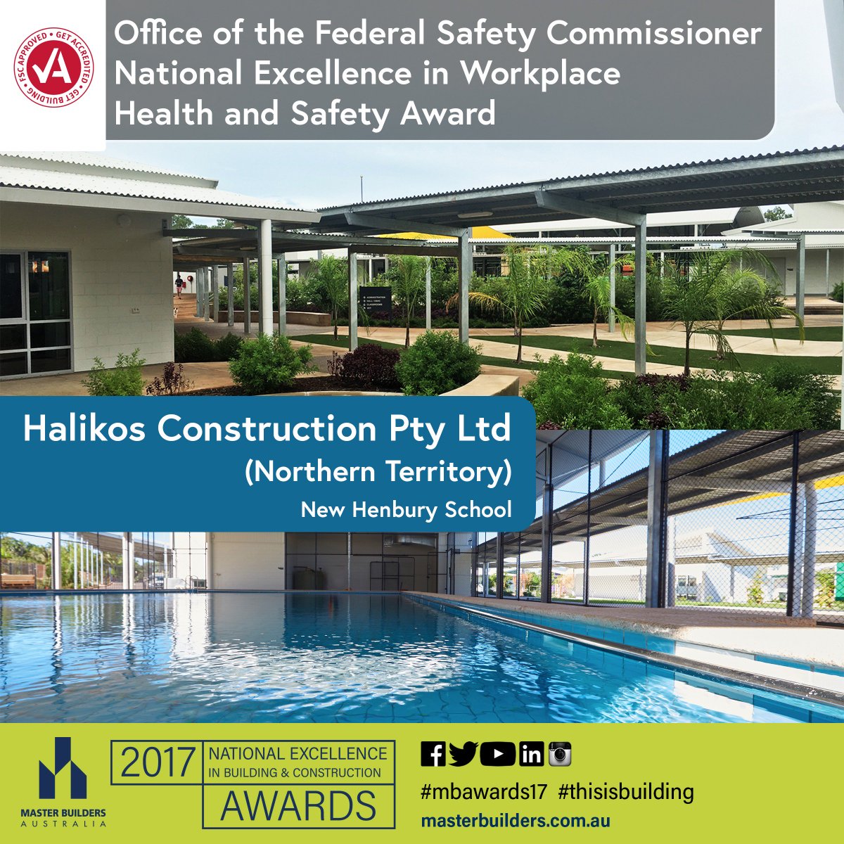 MBA_Aust's tweet photo. Office of Federal Safety Commissioner Safety Award at @MBA_Aust National Excellence in Building and Construction Awards #mbawards17 #thisisbuilding https://t.co/IHR4KxlwRM