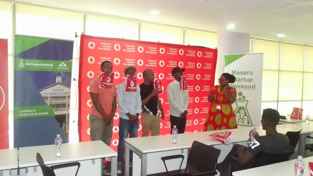 swmaseru's tweet photo. on Wednesday we had a very successful prize ceremony @VodacomLes for 3 #startupweekend #winning #team once again thanks to @usembassymaseru @VodacomLes @nulinnovations @malutiplumbing @grindnation https://t.co/AbxEn3Fneh
