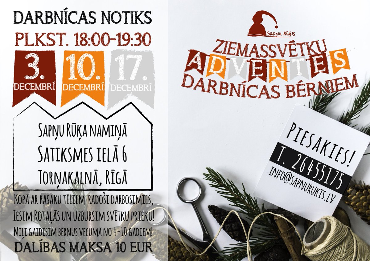 Ballites's tweet image. Nāc ciemos uz Rūķa adventes darbnīcām!
3. Decembrī, Sveču liešanas darbnīca
10. Decembrī, Sāls mīklas dekoru darbnīca
17. Decembrī, Kakao dzēriena dāvanas darbnīca