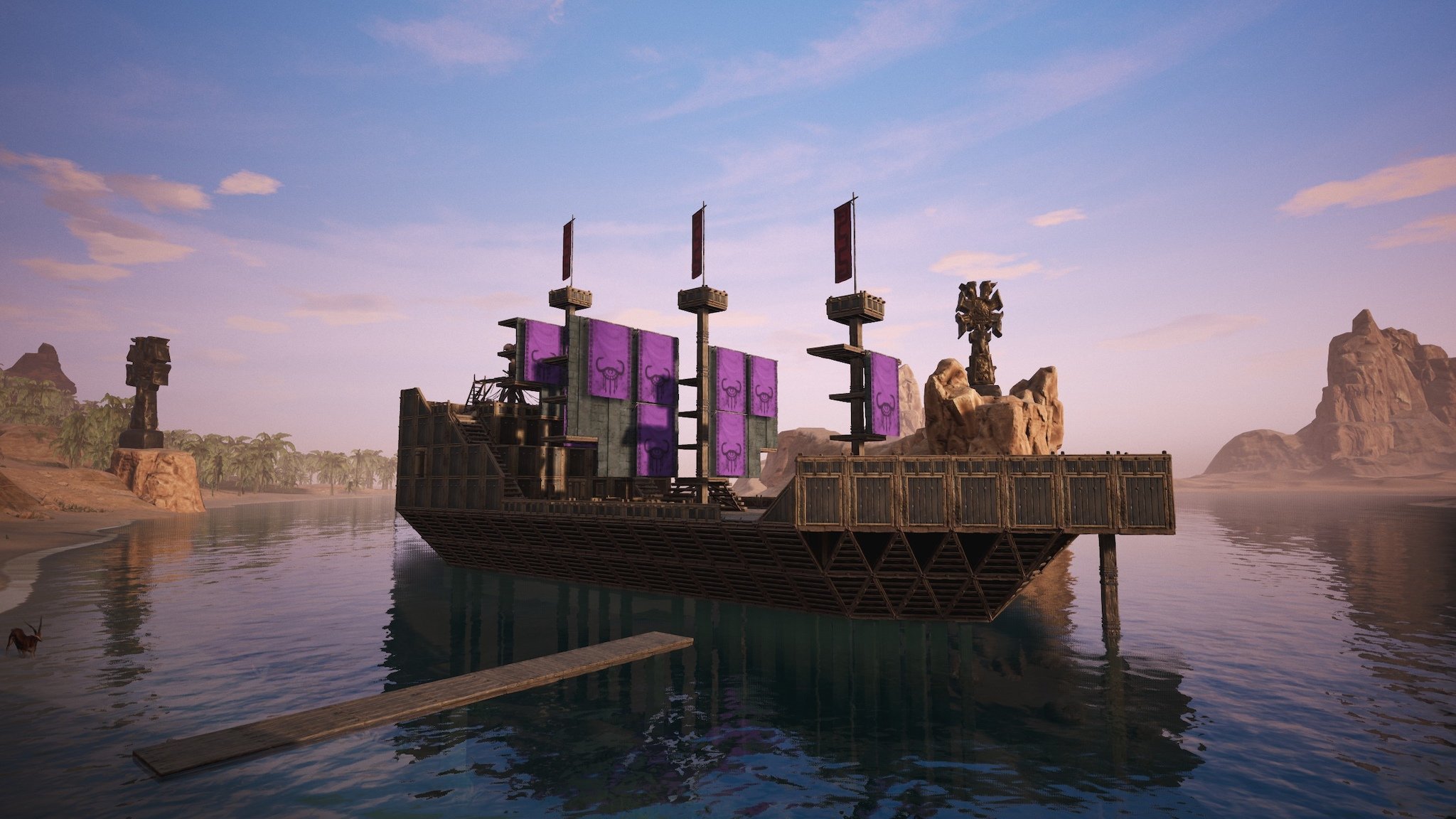 Conan Exiles on Twitter: "We have some amazingly creative people in our  community! Someone used the building system to create an entire boat,  complete with banners for sails, pillars for masts and