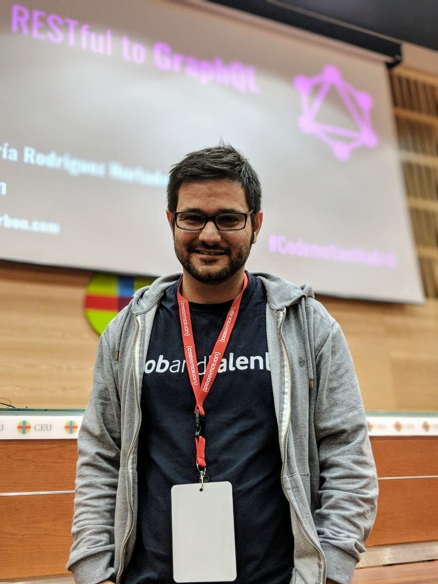jobandtalentEng's tweet photo. Chema @durbon is ready for his talk "From RESTful to GraphQL" 
Don't miss it in the Track1 of the #CodemotionMadrid at 12:15 https://t.co/oc0HowhGlr