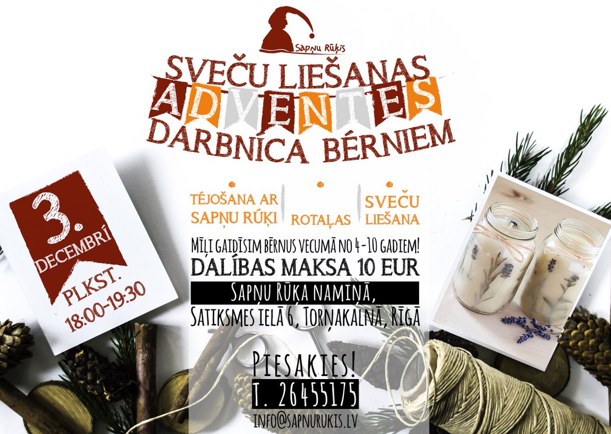 Ballites's tweet image. Sveču liešanas adventes darbnīca bērniem Sapņu Rūķa namiņā!
Piesakies un nāc ciemos!