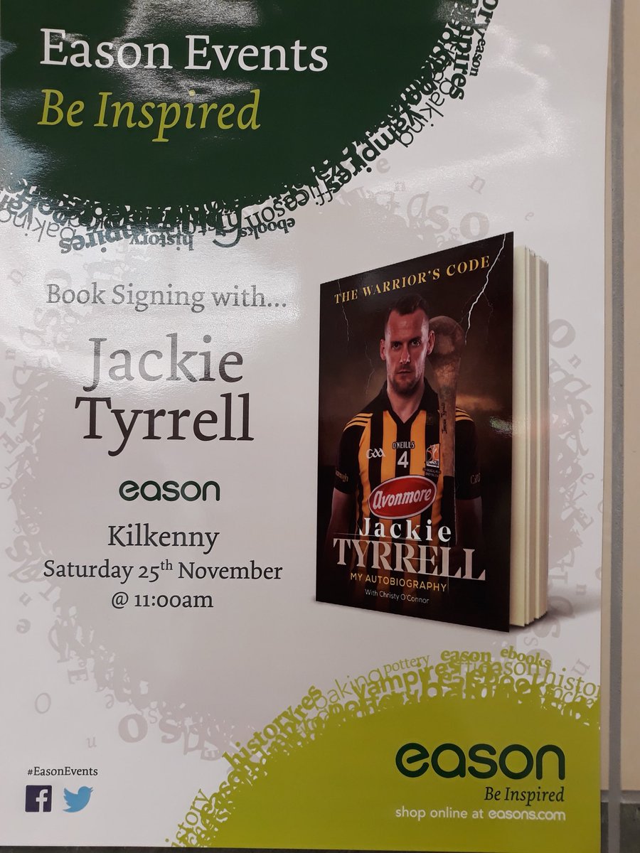 GillHessLtd's tweet photo. @MrJackieTee signing copies of his book #thewarriorscode @SportMediaTM @easons Kilkenny now till 1pm. https://t.co/hKLoMAubun