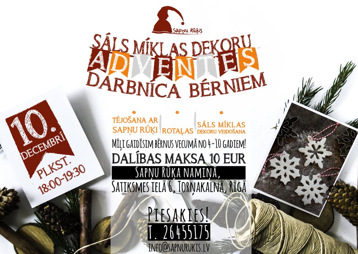 Ballites's tweet image. Sāls mīklas dekoru adventes darbnīca bērniem Sapņu Rūķa namiņā!
Piesakies un nāc ciemos!