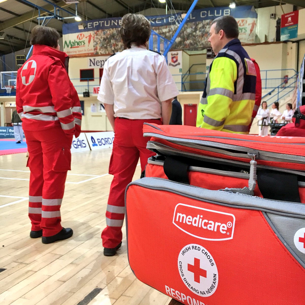 corkredcross's tweet photo. Our medics are attending Day 1 of 2 of the  IUTF Irish Championships at Neptune Stadium in Cork City today 

@taekwondo_IUTF @Irishtaekwondo @WorldTaekwondo1 @irishredcross 
@KinsaleRedCross https://t.co/0FObIQArl3