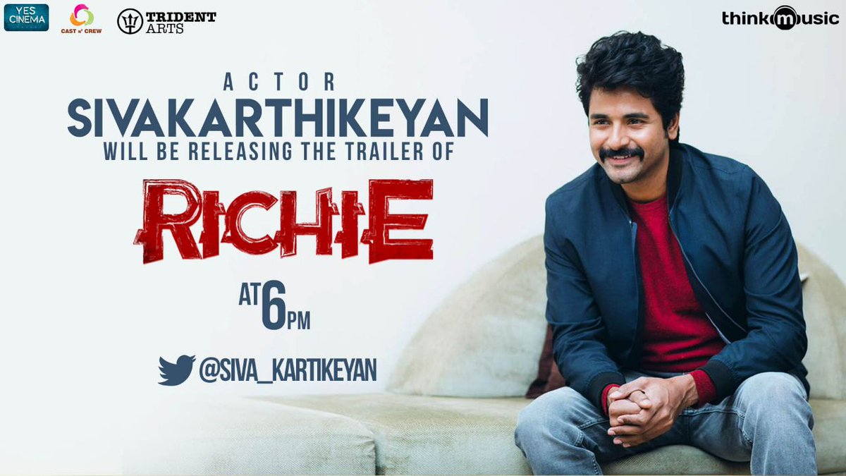 Richiehandle's tweet photo. @Siva_Kartikeyan  to release the trailer of #Richie . 1 hour to go ! https://t.co/zKHLugHBK7