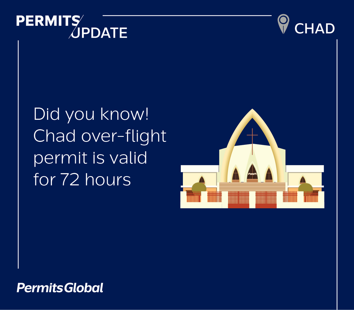 PermitsGlobal's tweet photo. Did you know!

#PermitsUpdate #PermitsGlobal #Chad #FlightPermission #OverflightPermit #LandingPermit #Aviation https://t.co/FYJ6SFBkKt