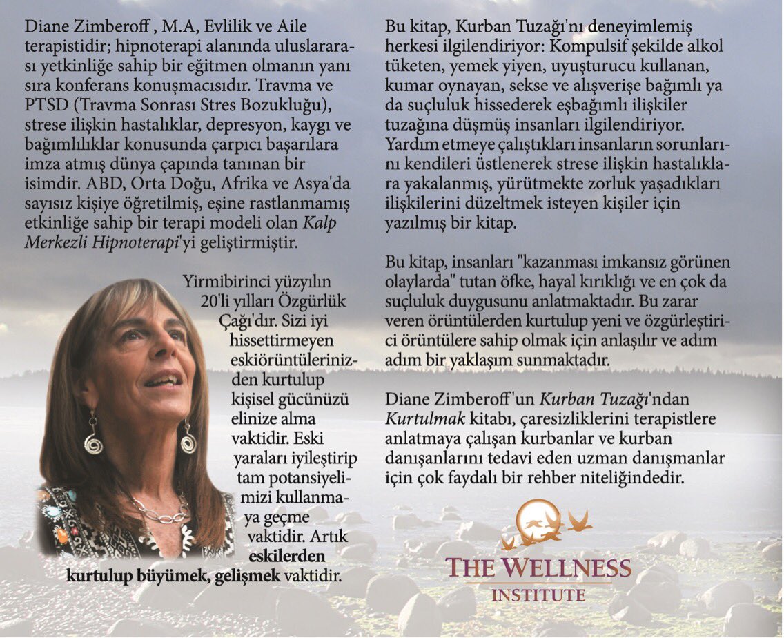 ‘Diane Zimberoff’ Türkiye'de!
‘Kurban Tuzağından Kurtulmak’ isimli eserini okurlarla buluşturuyoruz.
Temin için:
bencemakul.com