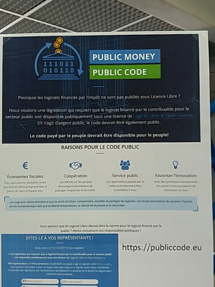 cryptax's tweet photo. Ah bah tiens je suis bien d'accord : logiciels du public en licence libre #JM2L https://t.co/QsrbZeUOO5