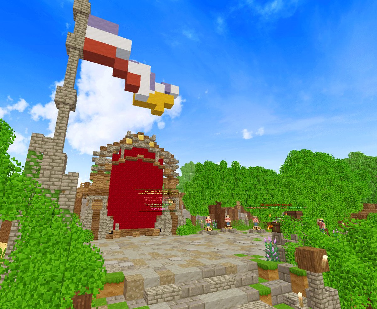 MiniKingdoms's tweet photo. The maintown warp is now our new /spawn 🙀❤️ Moved all NPCs, Vote chests etc. to our new Spawn area and it feels great! https://t.co/i885jO1QWo