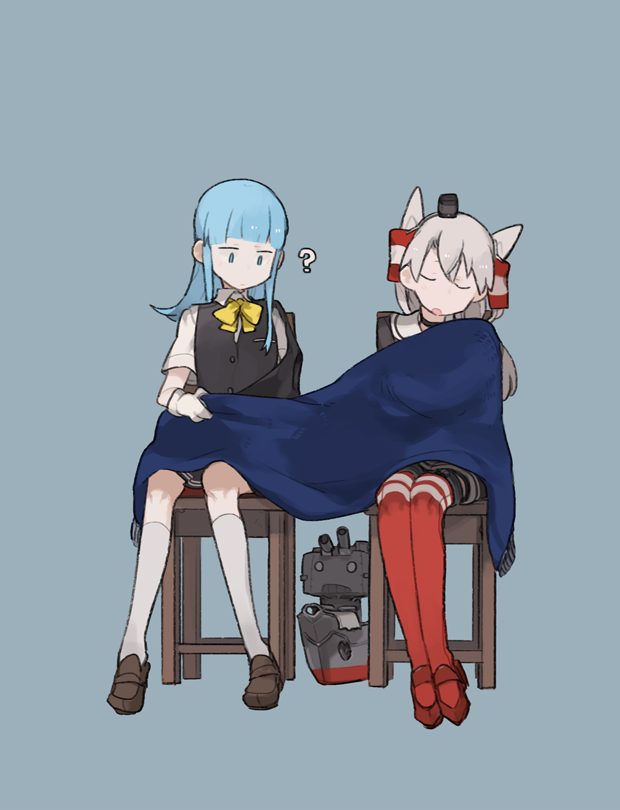 天津風(艦これ) ,初風(艦これ) ,連装砲くん 「お題箱より。親潮と待機中の十六駆第二小隊です。 」|グライダーのイラスト