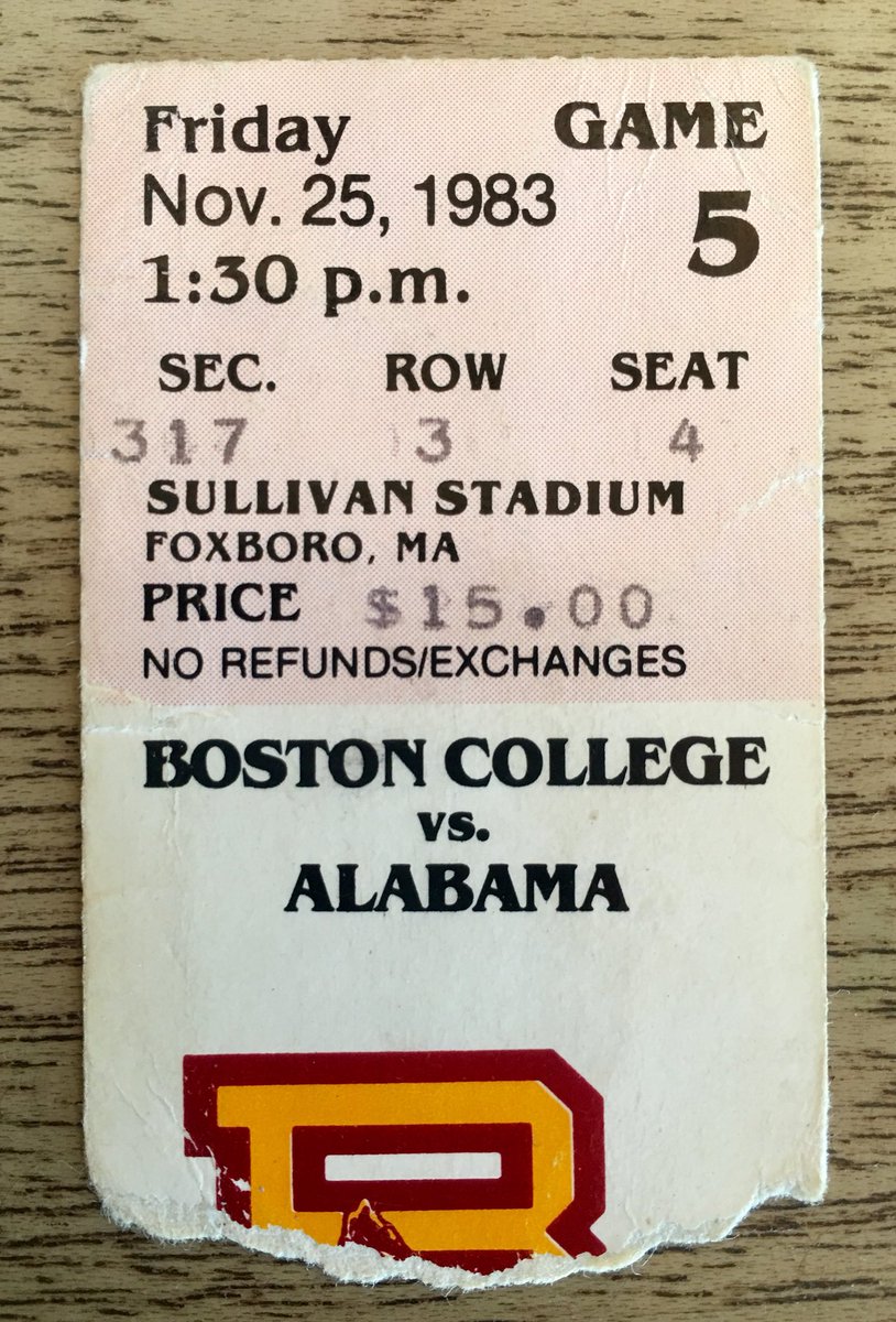 1976PATRIOTS's tweet photo. 🏈 @mwlsports #OTD 34 years ago today @BCFootball beat @AlabamaFTBL 20-13 on a miserable day at 🌨🌧#SullivanStadium in Foxboro ☔️ the day after Thanksgiving 🍁~November 25,1983 🏈 https://t.co/WskgkfOMvb