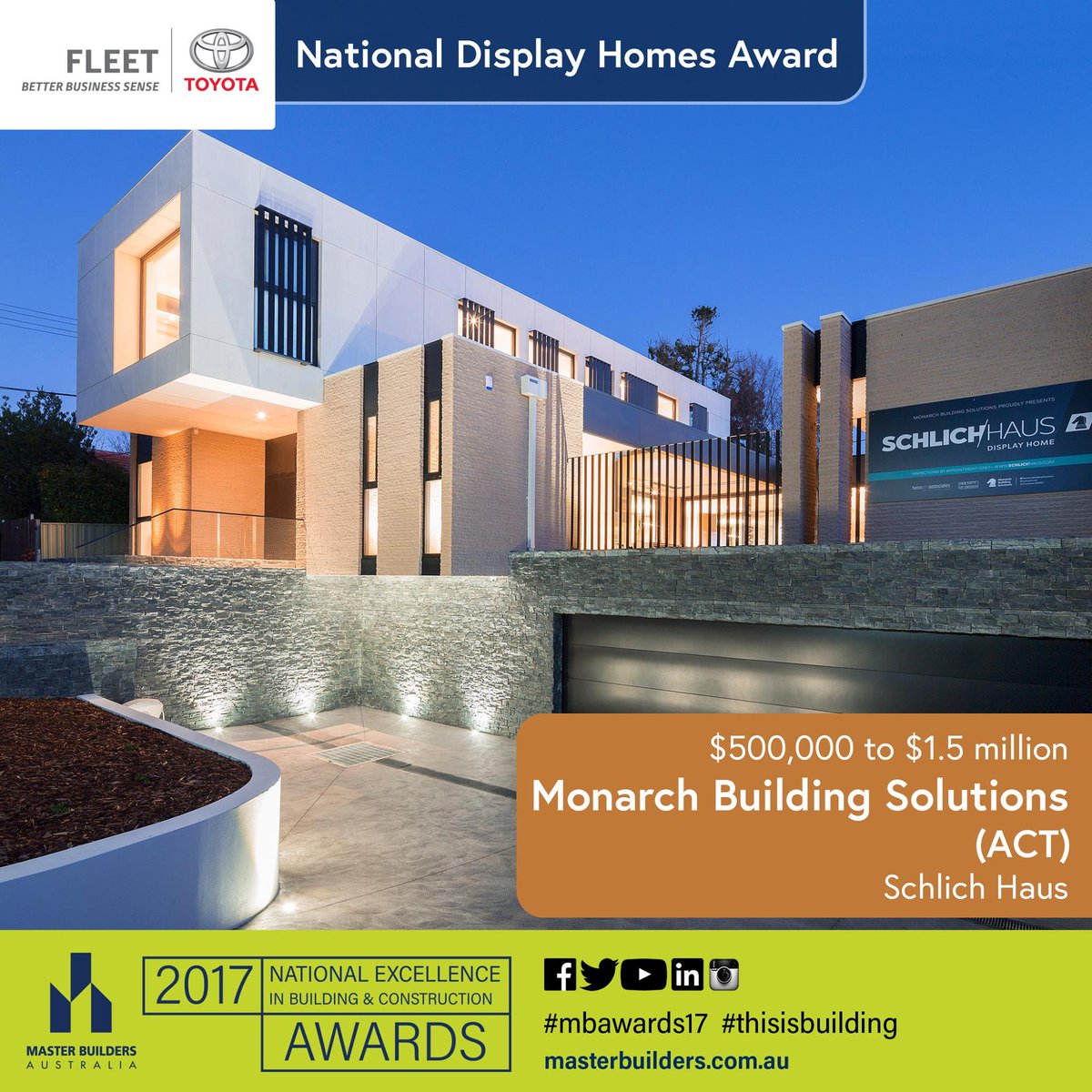 MonarchBuilding's tweet photo. Monarch is very pleased to accept this award from the MBA’s National Excellence in Building and Construction Awards.
See more of this stunning home at https://t.co/JHfsDFuq7c
#Canberra #CanberraBuilder #mbawards17 #thisisbuilding https://t.co/YknjxomTZk