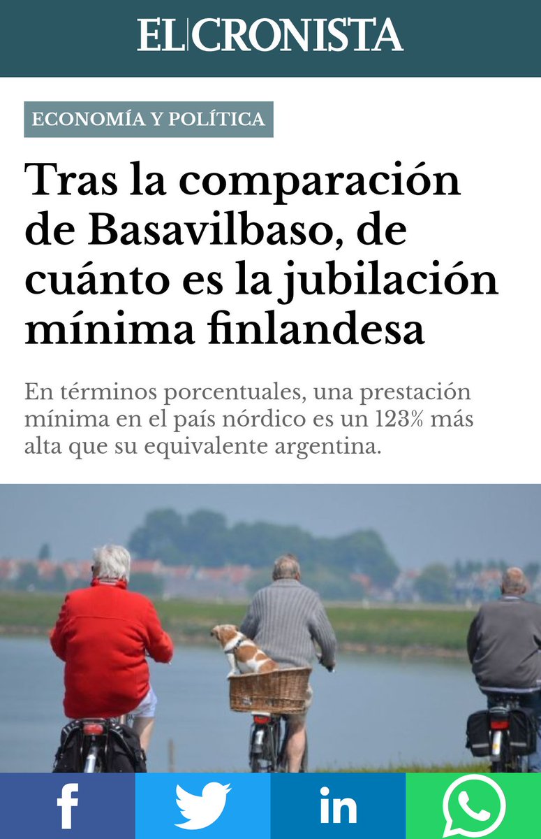 Finlandia 123% más la prestación mínima que en Argentina
..le está fallando la calculadora al amigo Basavilbaso jajjajaj..