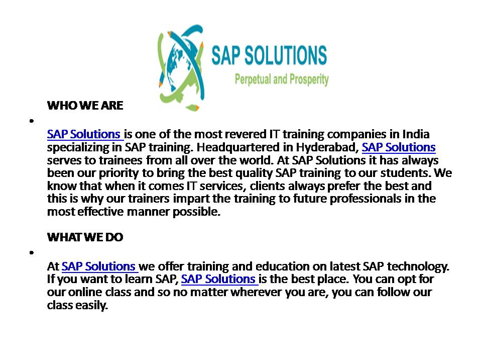 sapsolutions2's tweet image. #OnlineSAPTrianing
#SapOnlineTrainingHyderabad
#SAPtrainingInstituteHyderabad
SAP Solutions offers the services to all fields such as technical,financial,insurance,logistics, manufacturing,marketing health care and industry specific sector