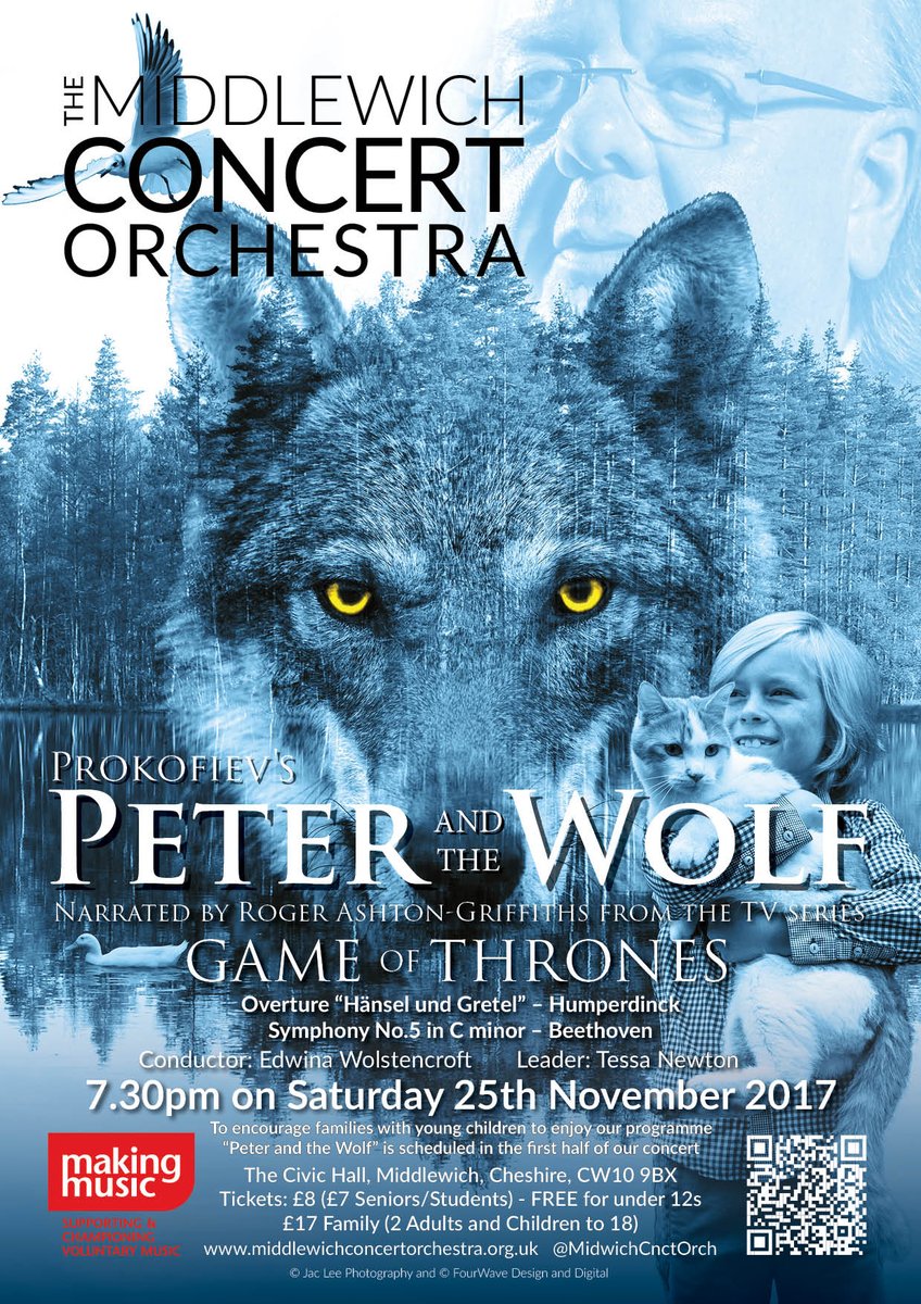 MidwichCnctOrch's tweet photo. Start Xmas early! Peter &amp; the Wolf - classical music 4 kids. Game of Thrones narrator TONIGHT pls RT! @CheshireBuzz #RT #Cheshire #CheshireLocal #RTCheshire #livemusic @MumsnetCheshire @tweetcheshire @ShoutMiddlewich @WhatsonCheshire #GameOfThrones @ourmiddlewich @WhatsonCheshire https://t.co/GDXyxysaNO
