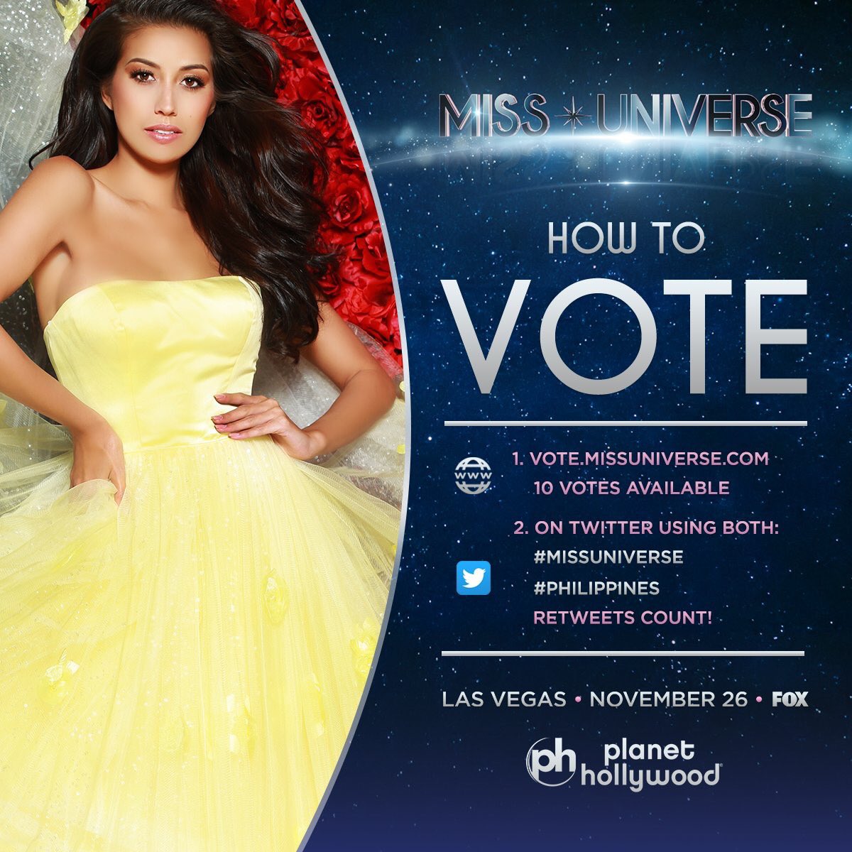 SHAWNMPH's tweet photo. Every RT counts! Also, keep on voting for Rachel Peters through MU's official website! 

#MissUniverse #Philippines https://t.co/iruoZHCnGg