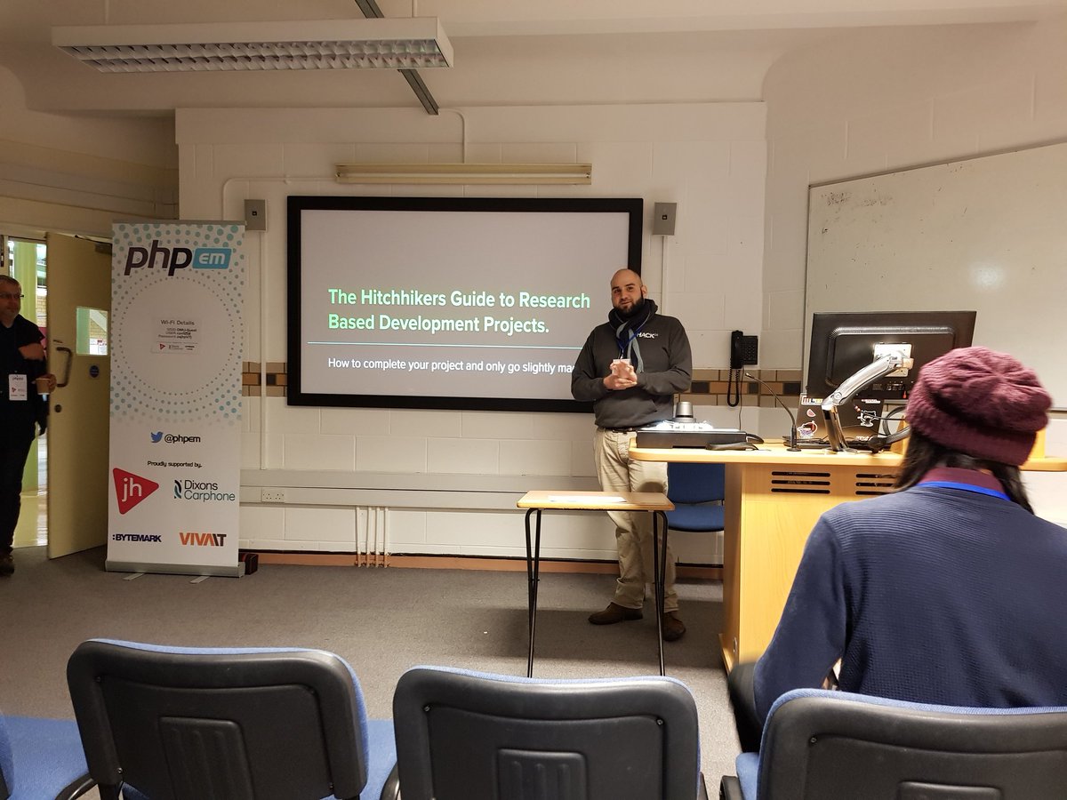 technottingham's tweet image. Here are members of the #TechNott community giving awesome talks at the #phpem17 Unconference