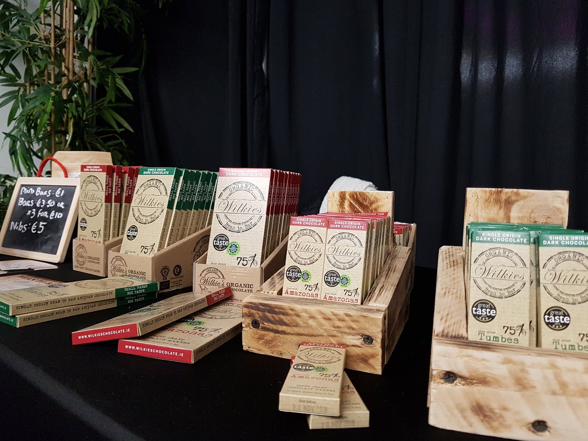 CorkBakingChoc's tweet photo. .@WilkiesBean2Bar award winning chocolate are dairy, gluten, soya and nut free but more importantly their chocolate is absolutely divine #CorkChocFest https://t.co/pMkh92Tnh3