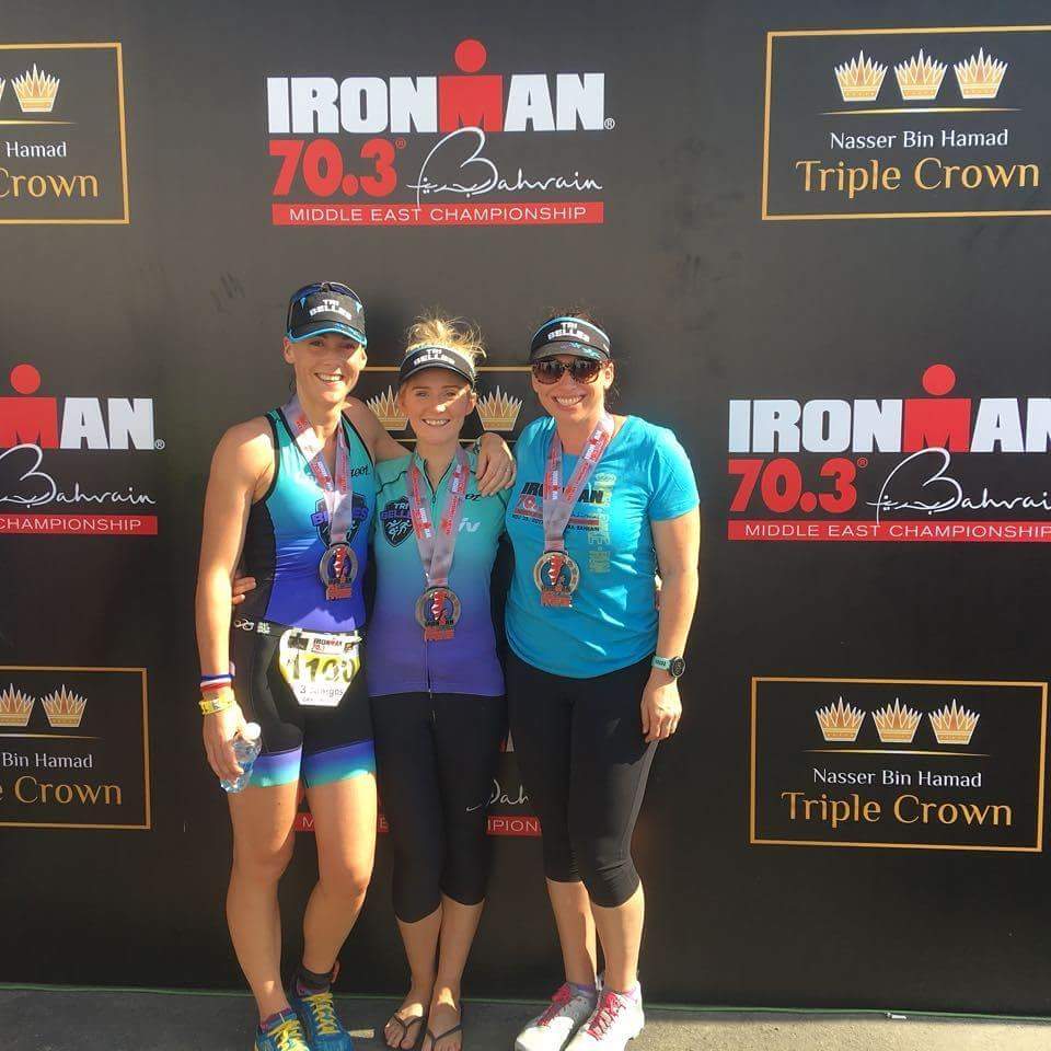 TriBellesAUH's tweet photo. Look at these happy faces! The #tribellesabudhabi girls had a superb morning at #IM703Bahrain #lovethekit #actuallyican #livbeyond #finishers #triathlon #ironman703 #teamworkmakesthedreamwork #bestcheersquadever https://t.co/XKoMW9psQ8