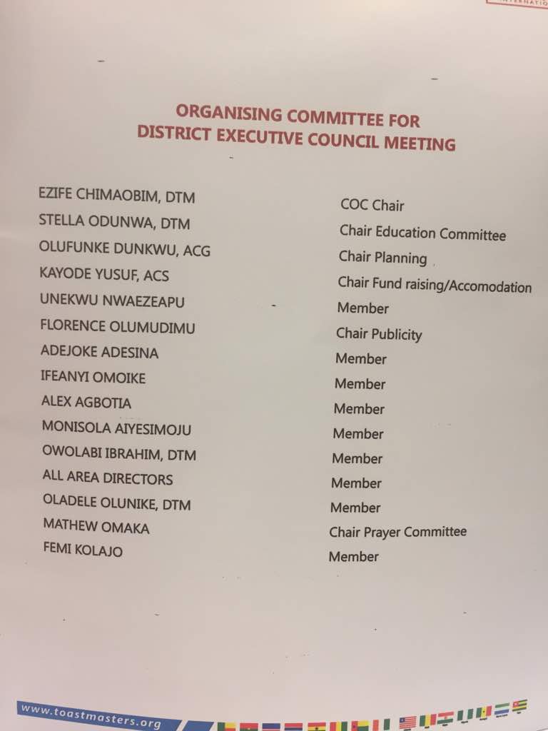 ToastD94's tweet photo. Thank you to the District 94 District Executive Council Meeting Organizing Committee Leads and Members
#tmd94dec2017 #District94Lagos2017 https://t.co/GLq9ilUN4o