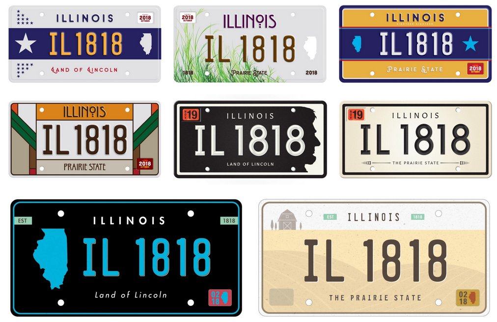 怎么设计一个汽车号牌？伊利诺斯州拥有全美国最丑的汽车号牌（存疑），设计师决定自己动手设计一个 // Illinois has the single worst license plate in the country. https://t.co/8PU8IkzxEd https://t.co/URnzb6C13g 1