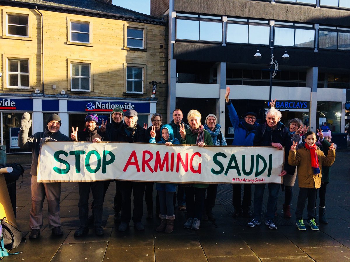 Huddersfield says #StopArmingSaudi 
<a href="/CAATuk/">Campaign Against Arms Trade</a> @DisarmQuaker <a href="/BritishQuakers/">Quakers in Britain</a> <a href="/HuddsGreenpeace/">Greenpeace Huddersfield</a> <a href="/AmnestyUK/">Amnesty UK</a>