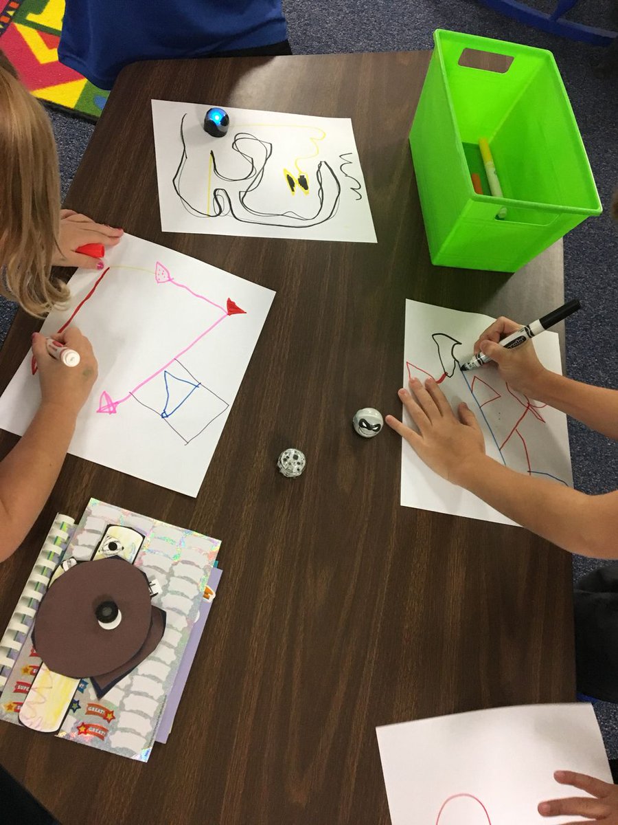 KopkasKinders's tweet photo. Maiden voyage of our @Ozobot friends. Our line drawing could use a little more practice, but our excitement level was juuust right 👍🏻 https://t.co/bVF8yesUP7