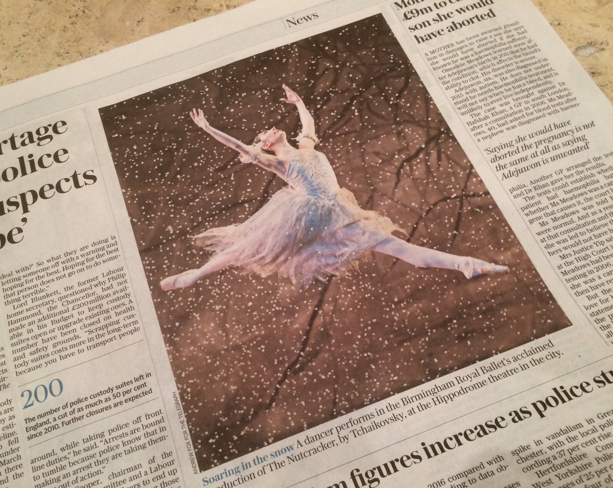 AndrewFoxImages's tweet photo. My photo in the #Telegraph of Alys Shee as the Snow Fairy in The Nutcracker at Birmingham Royal Ballet. #dance #nutcracker #ballet #BRBNutcracker @BRB #alysshee #photography @bhamhippo https://t.co/0qoFiEQu9Y
