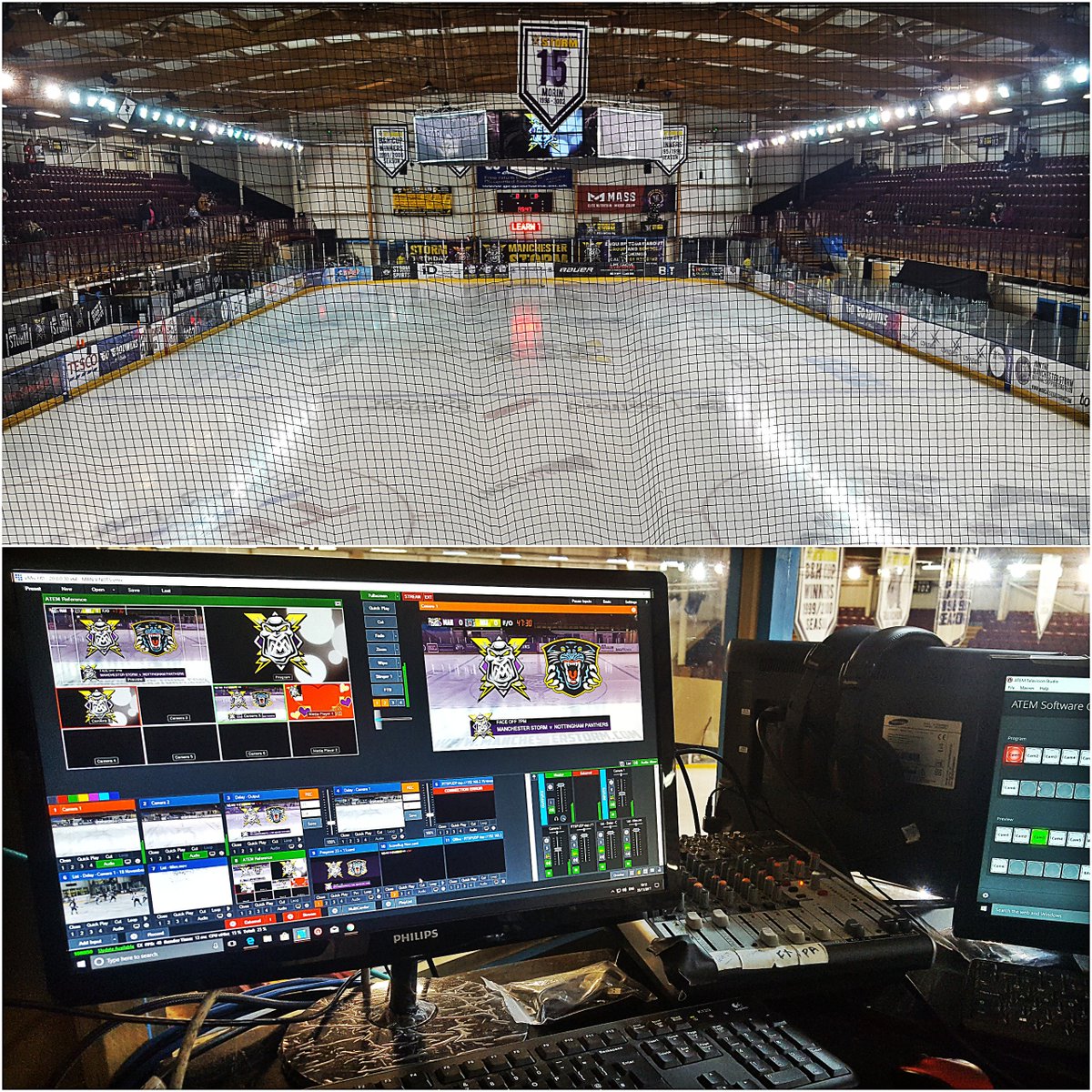 alternate_realm's tweet photo. @Mcr_Storm TV Crew all set up &amp; ready to go vs @PanthersIHC 

F/O 19:00hrs 
https://t.co/fhz90tuxD9

#StormTV #HNIM ⚡🏒🎥 https://t.co/9nxpuiSfTK