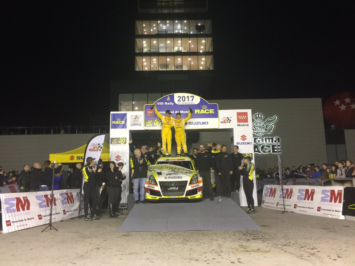 RACE_es's tweet photo. Enhorabuena a Gorka Antxustegi, Alberto Iglesias y @SuzukiIberica por el triunfo en el VIII @RallyCAMRACE con final en el @Circuito_Jarama https://t.co/NcMBJ2VeF0