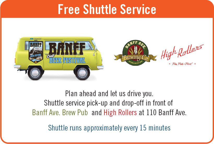 apresfestivals's tweet photo. FREE Shuttle Service to and from downtown #Banff to the #BanffBeerfest! Pick Up starts out front of @banffavebrewing &amp; @highrollersbnf and drops off right at the @CaveandBasin ! https://t.co/4IW5WOBv6r
