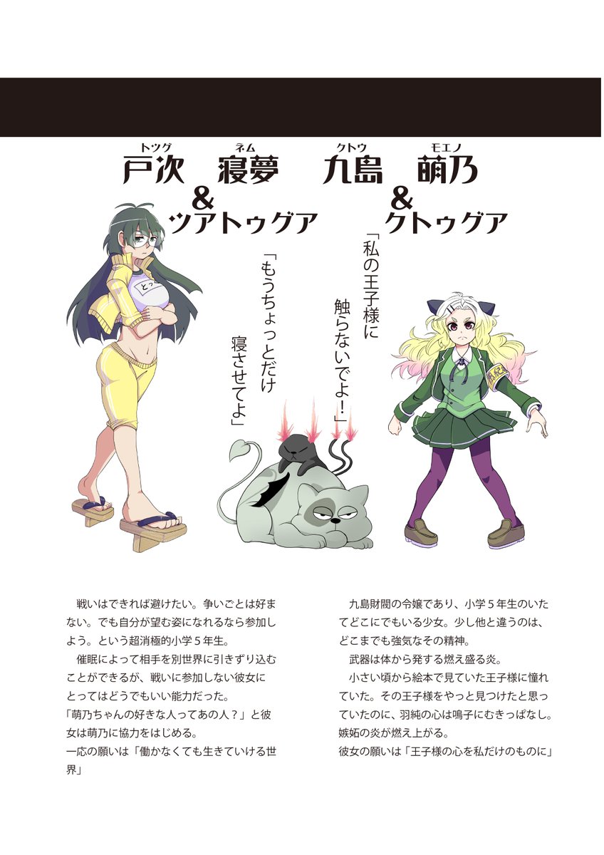 オリジナルキャラクターたちの立ち絵作ったので、ついでに軽い紹介文作ってみました。文章書くの下手すぎ。あとちょいちょい百合。 