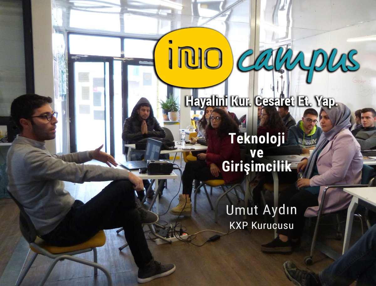 inno_campus's tweet photo. InnoCampus'te günün son eğitimini Knowledge Experts'ten Umut Aydin verdi. Girişimcilikte teknolojinin geldiği noktayı ve önemini takımlara anlattı.
#InnoCampusŞanlıurfada #InnoWithoutBorders #girişimcilik #harranuniversitesi #startup #innocampus #makers #Teknoloji #yaplab #FabLab https://t.co/qnRzlrZUao
