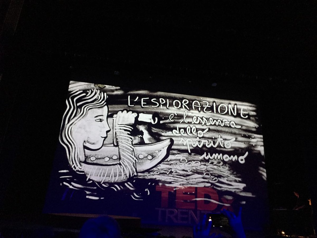 TEDxTrento's tweet photo. Si ricomincia! @nadiaschia che con la sua #sandanimation ci ricorda che dobbiamo: fidarci per ispirare fiducia negli altri, agire per lasciare il segno, rischiare per fare cose mai fatte e avere cose mai avuto, e esplorare, che è l'essenza dello spirito #TEDxTrento #tempodiFARE https://t.co/kE6UjtoXhy