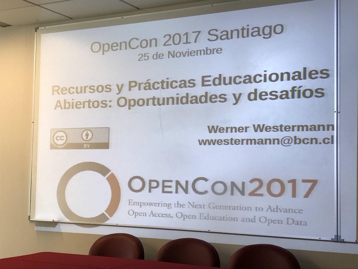 fernando__lopez's tweet photo. Empieza el Panel de Educación Abierta en la #OpenCon2017 #openconSantiago @rodrigohurtadob @wernerio y @virbrussa #OpenEducation https://t.co/2EeFltK4U0