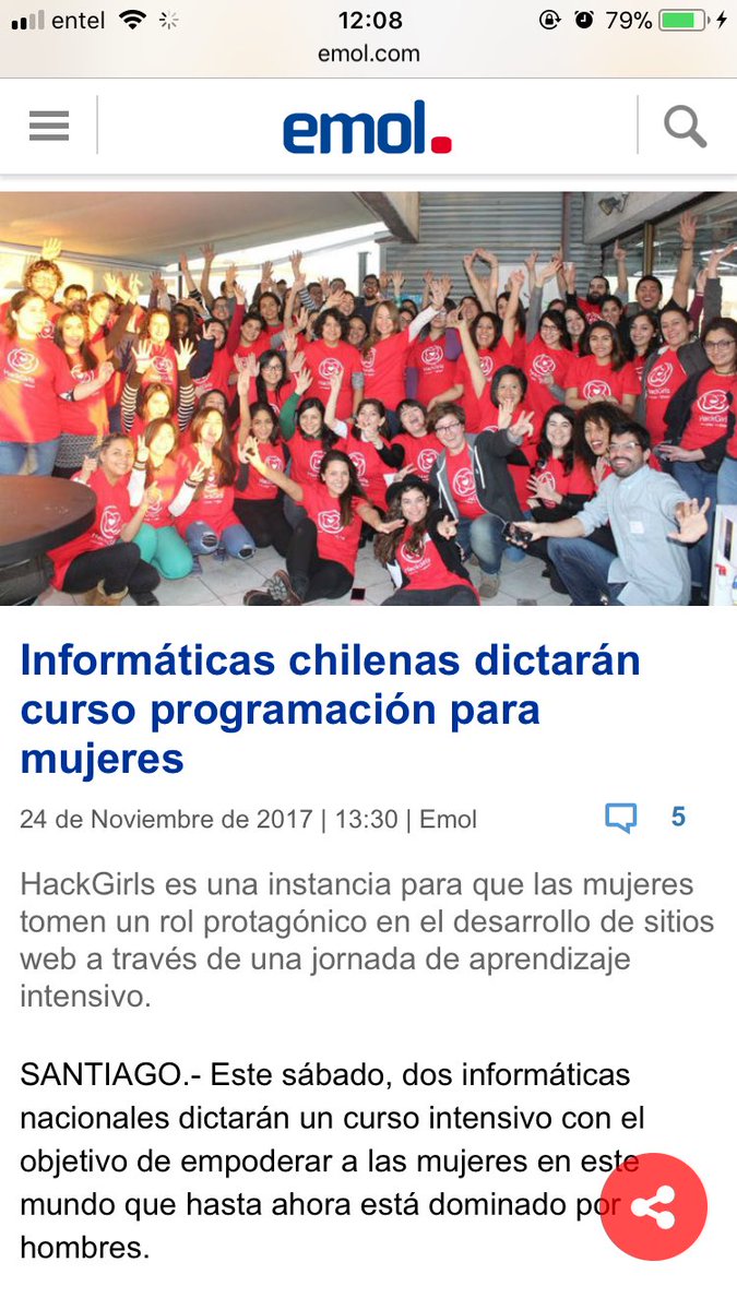 hackgirlschile's tweet photo. Informáticas chilenas dictarán curso programación para mujeres https://t.co/aHwwBjaIbu via @emol #meatrevoaprogramar @hackgirlschile https://t.co/TtiyNfSi3q