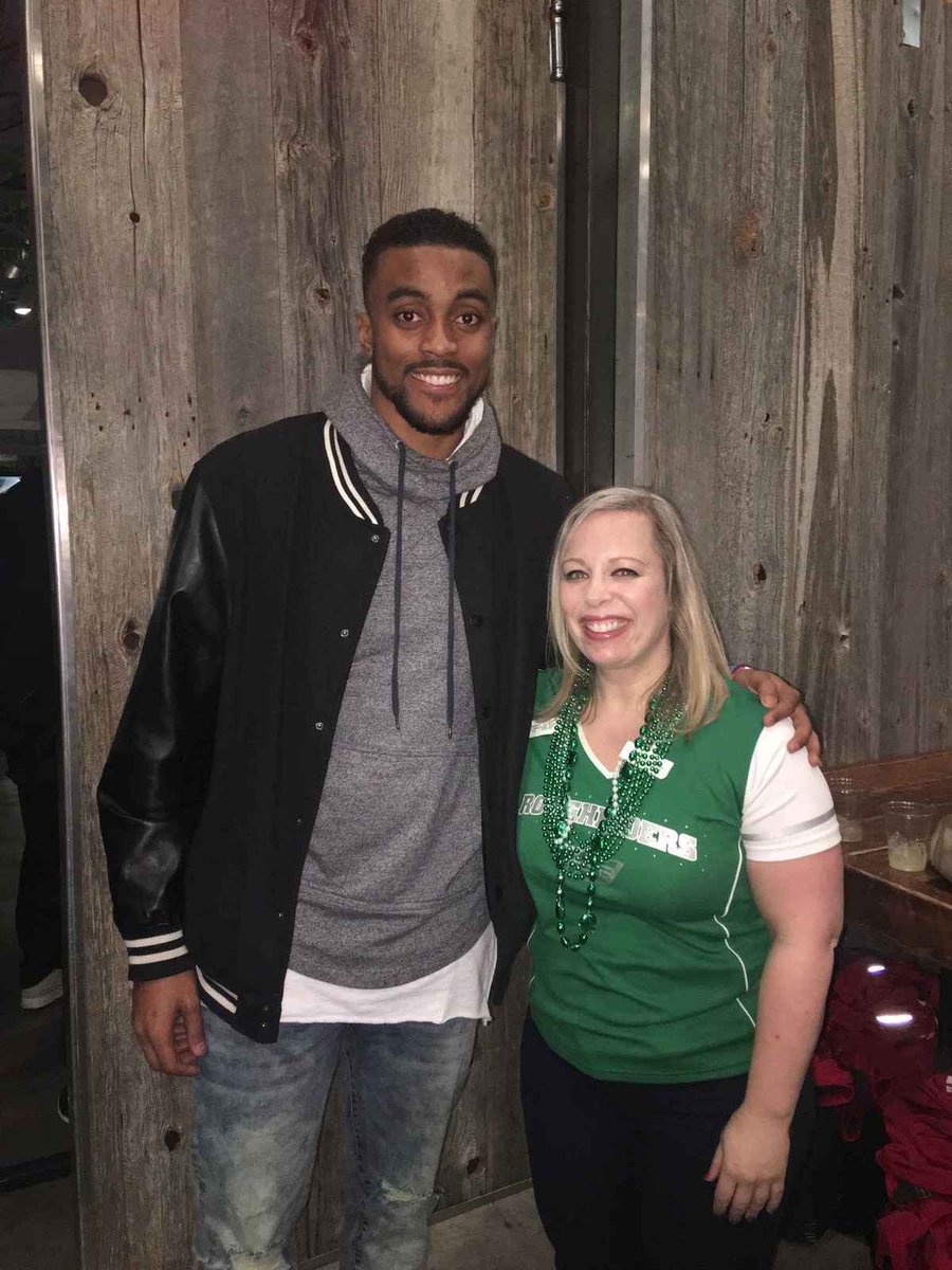 denisebatters's tweet photo. Awesome to meet @Air_Canada_7 of @sskroughriders at #Riderville! He's the future: #BEL13VE, #RiderNation! #GreyCup https://t.co/hxr3GCohHM